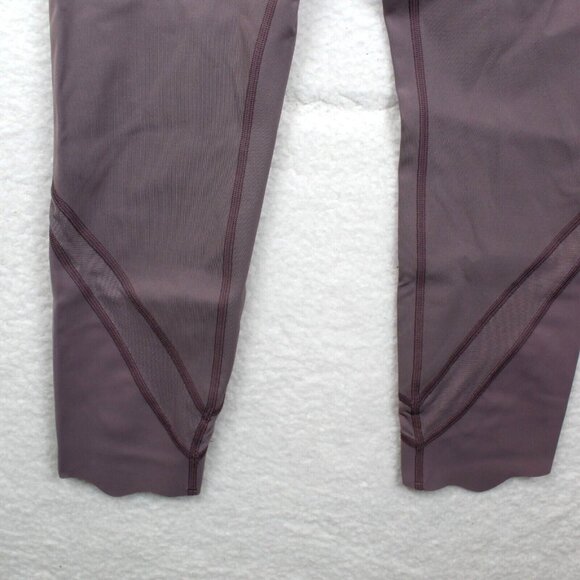 Lululemon Wunder Under Leggings Womens 8 Scallop High Rise Crop Dark Purple - Picture 2 of 6